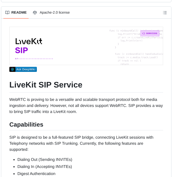 Livekit Sip screenshot