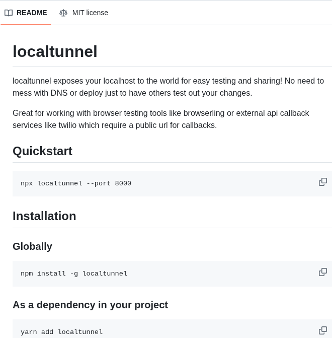 Localtunnel Localtunnel screenshot