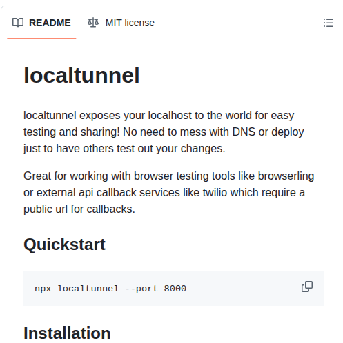 Localtunnel Localtunnel screenshot