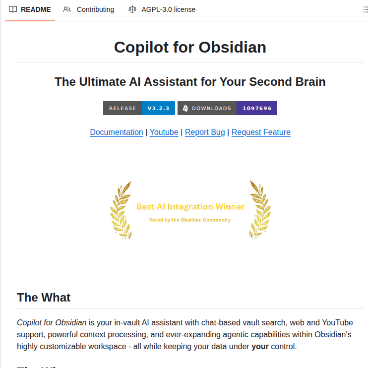 Logancyang Obsidian Copilot screenshot