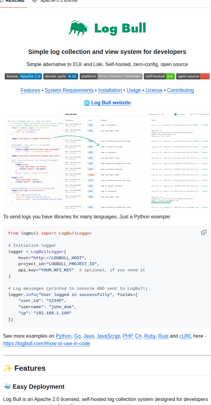 Logbull Logbull screenshot