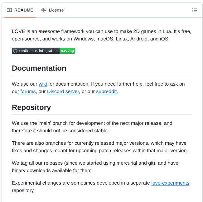 Love2d Love screenshot