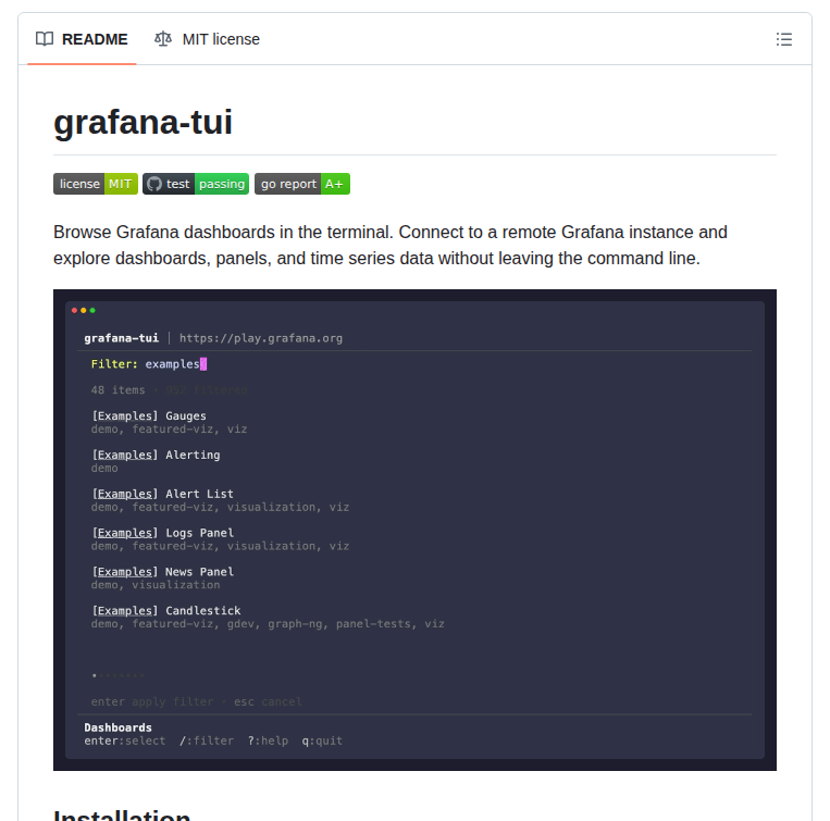 Lovromazgon Grafana Tui screenshot