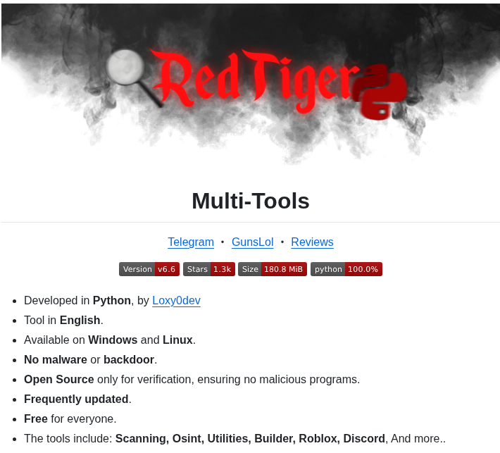 Loxy0dev Redtiger Tools screenshot