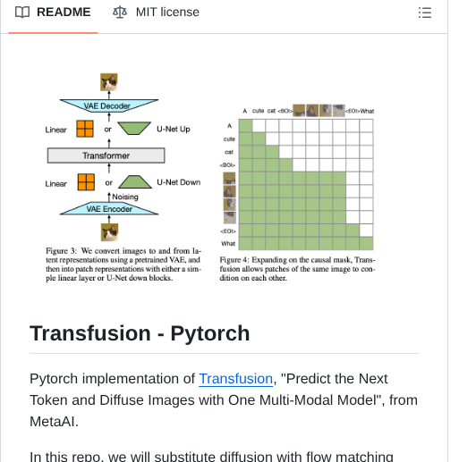 Lucidrains Transfusion Pytorch screenshot
