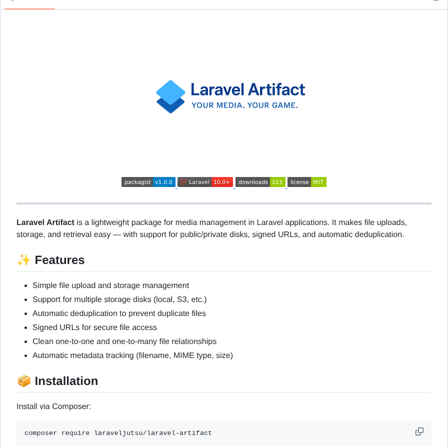 Ludoguenet Laravel Artifact screenshot