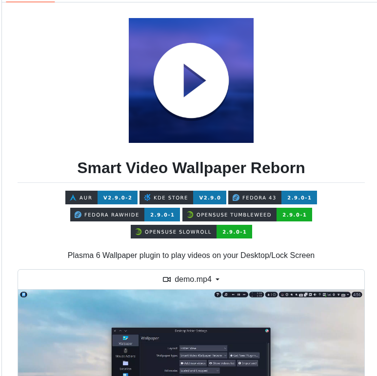 Luisbocanegra Plasma Smart Video Wallpaper Reborn screenshot
