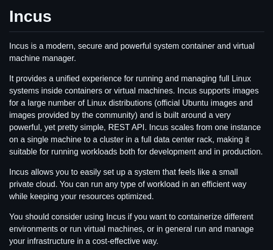 Lxc Incus screenshot