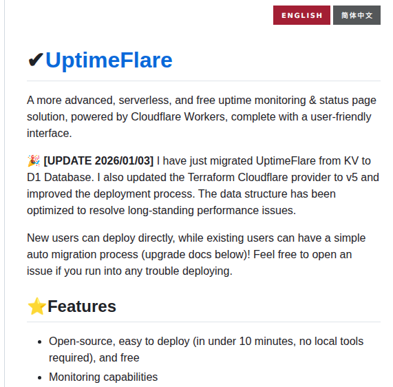 Lyc8503 Uptimeflare screenshot