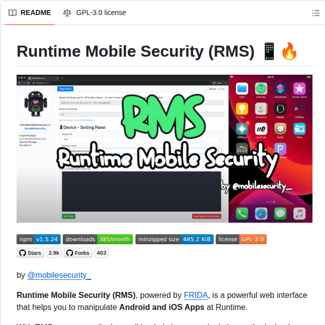 M0bilesecurity Rms Runtime Mobile Security screenshot