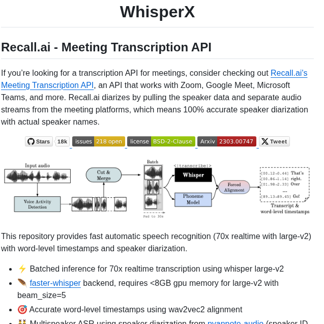 M Bain Whisperx screenshot