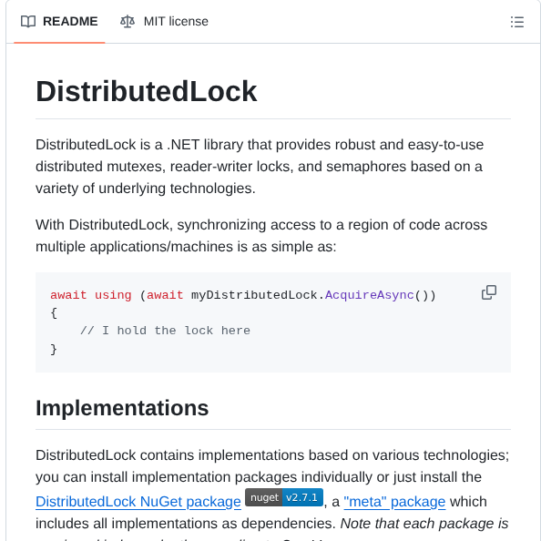 Madelson Distributedlock screenshot