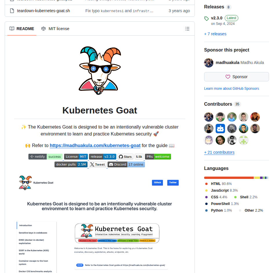 Madhuakula Kubernetes Goat screenshot