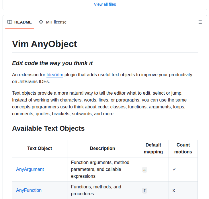Magidc Ideavim Anyobject screenshot