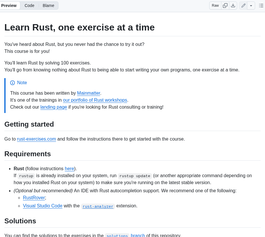 Mainmatter 100 Exercises To Learn Rust screenshot