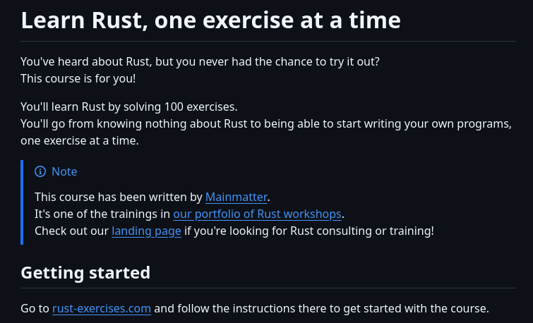 Mainmatter 100 Exercises To Learn Rust screenshot