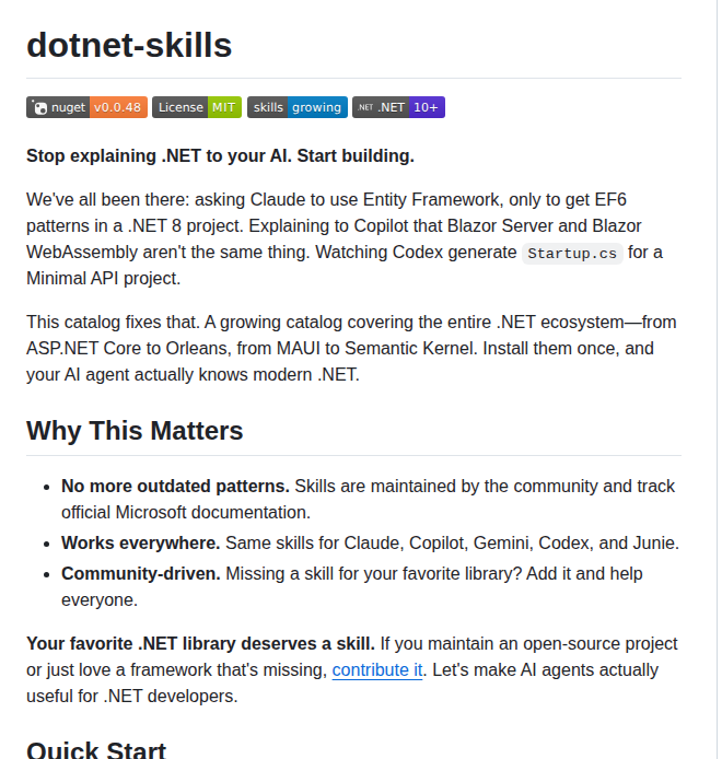 Managedcode Dotnet Skills screenshot