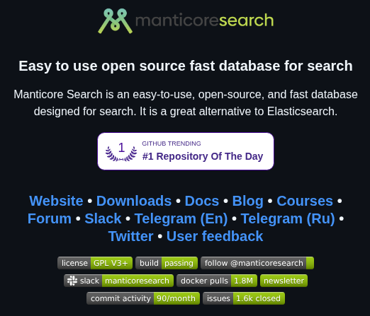Manticoresoftware Manticoresearch screenshot