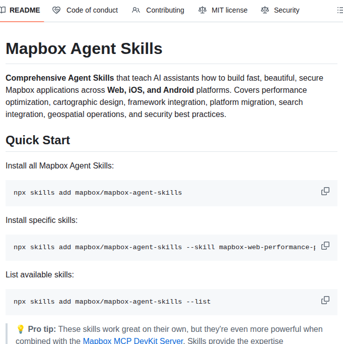 Mapbox Mapbox Agent Skills screenshot
