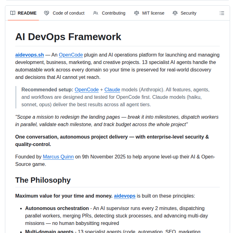 Marcusquinn Aidevops screenshot