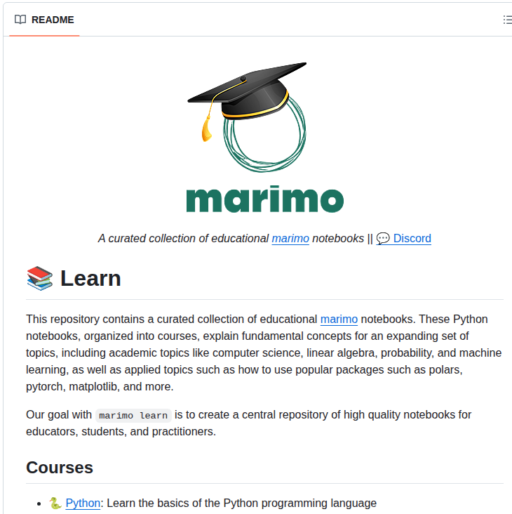 Marimo Team Learn screenshot