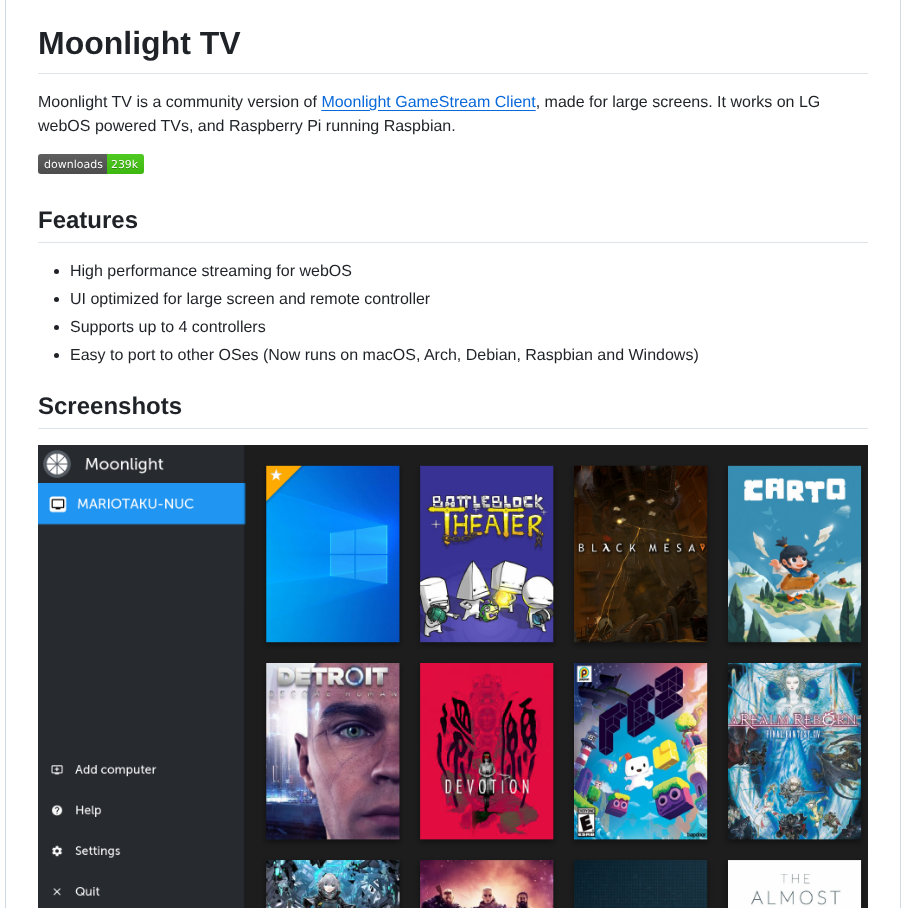 Mariotaku Moonlight Tv screenshot