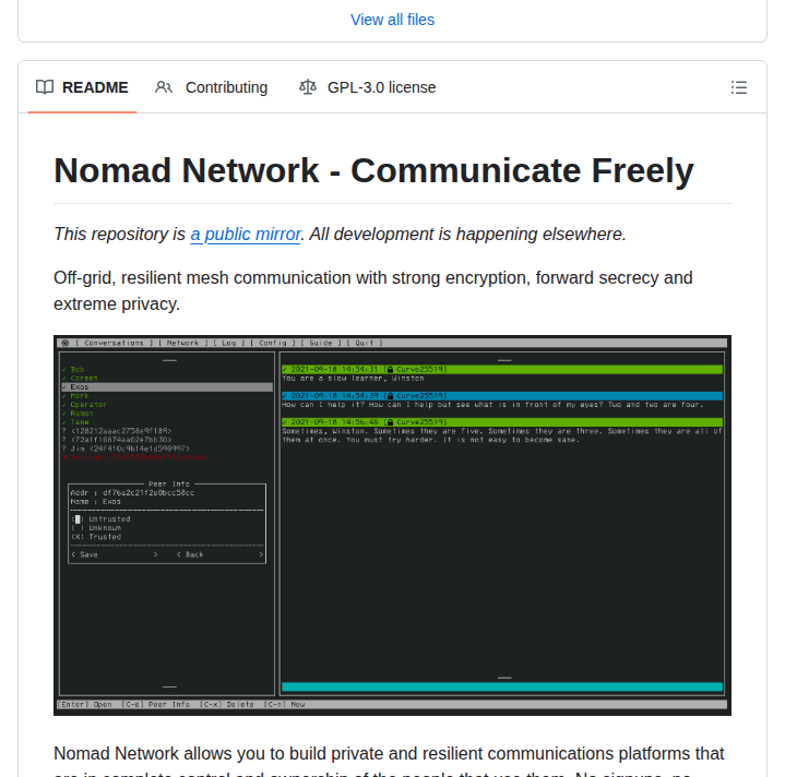 Markqvist Nomadnet screenshot