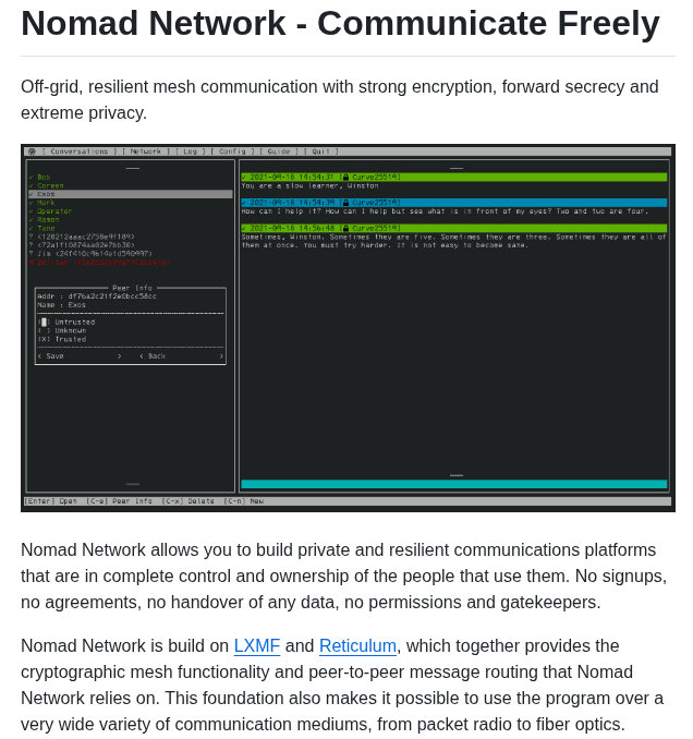 Markqvist Nomadnet screenshot