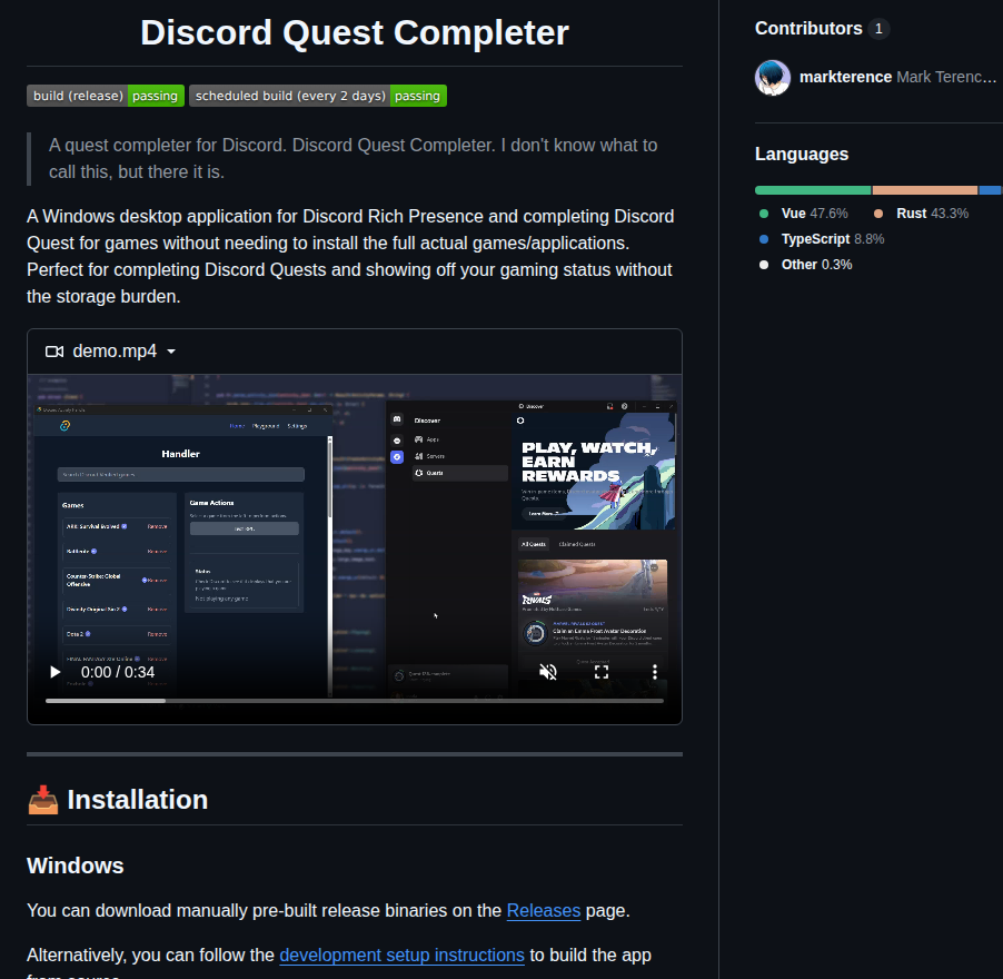 Markterence Discord Quest Completer screenshot