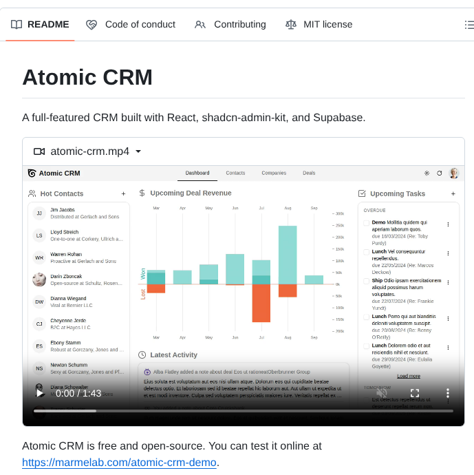 Marmelab Atomic Crm screenshot