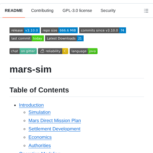 Mars Sim Mars Sim screenshot
