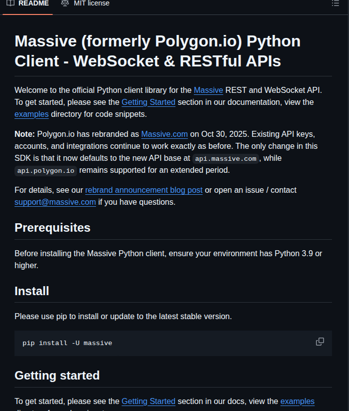 Massive Com Client Python screenshot