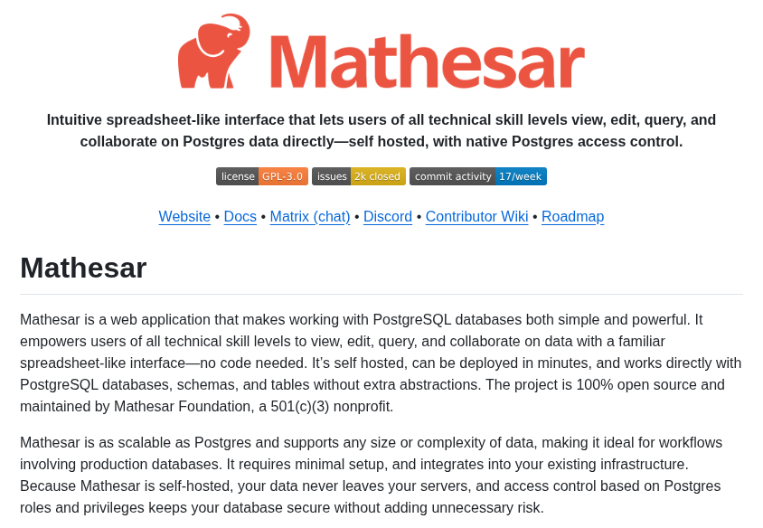 Mathesar Foundation Mathesar screenshot