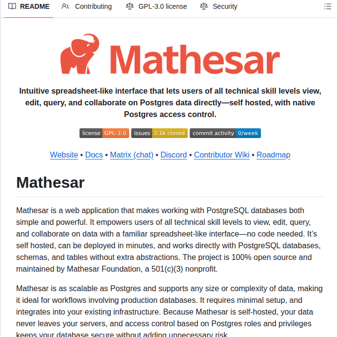 Mathesar Foundation Mathesar screenshot