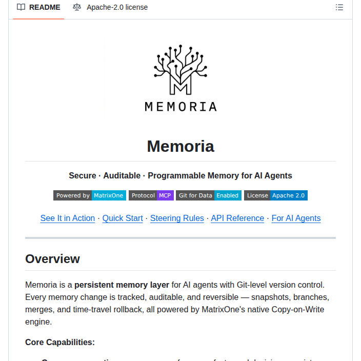 Matrixorigin Memoria screenshot
