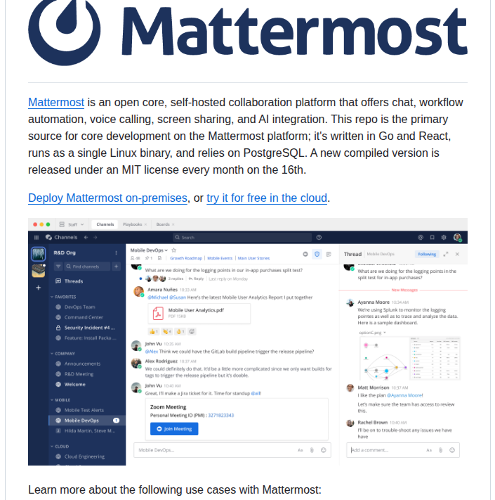 Mattermost Mattermost screenshot