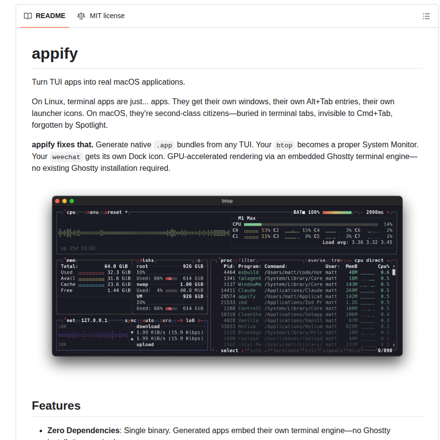 Mattrobenolt Appify screenshot