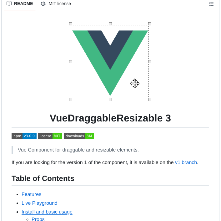 Mauricius Vue Draggable Resizable screenshot