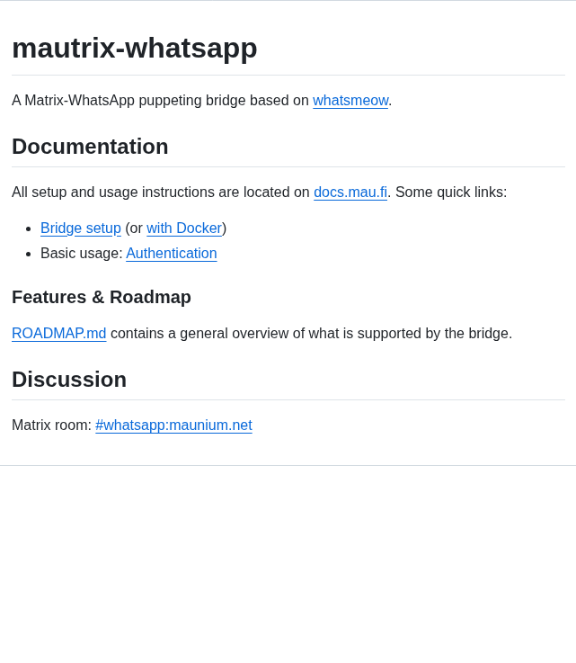 Mautrix Whatsapp screenshot