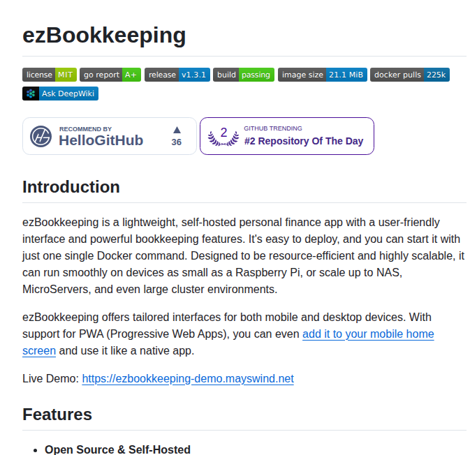 Mayswind Ezbookkeeping screenshot