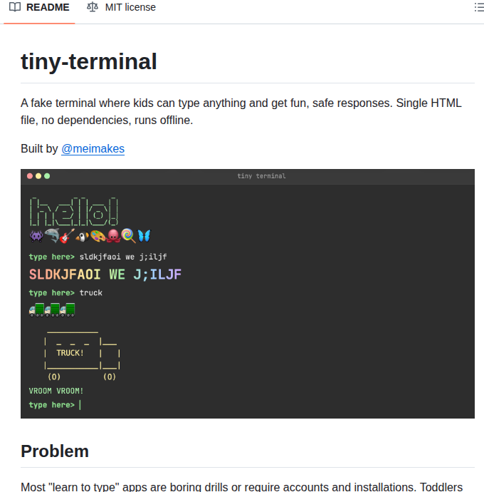 Meimakes Tiny Terminal screenshot