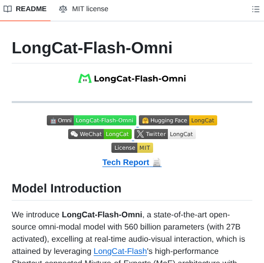 Meituan Longcat Longcat Flash Omni screenshot