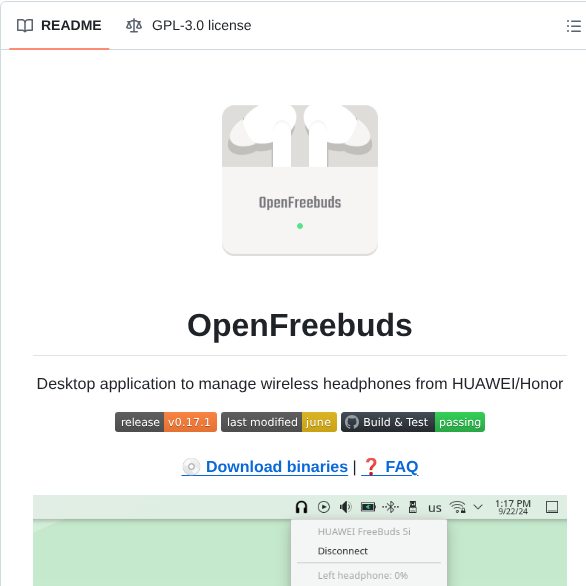 Melianmiko Openfreebuds screenshot