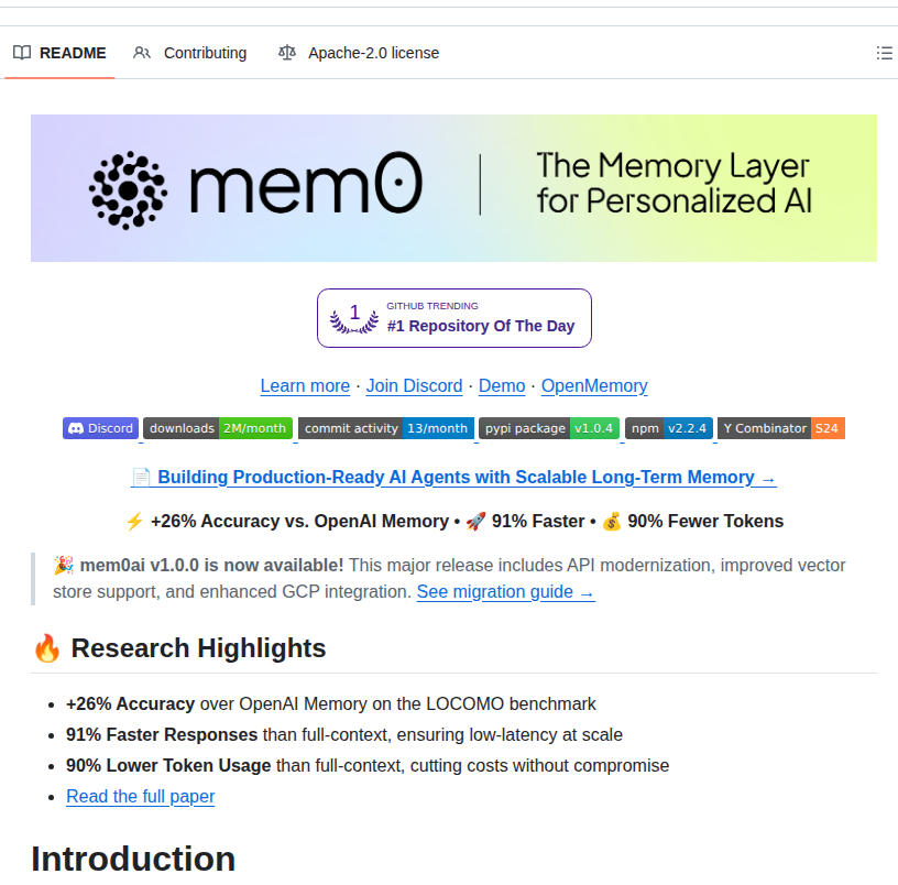 Mem0ai Mem0 screenshot