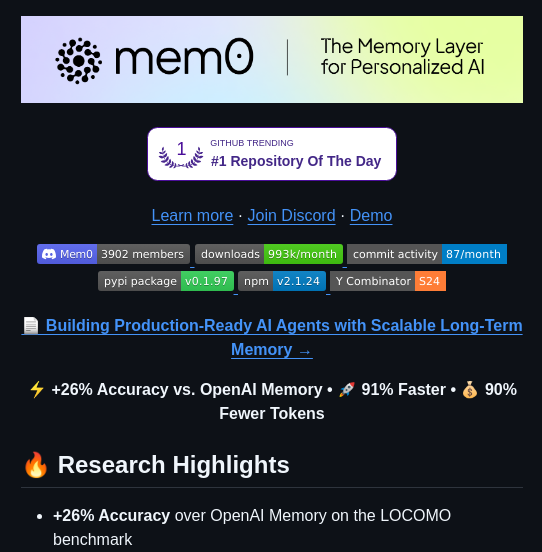 Mem0ai Mem0 screenshot