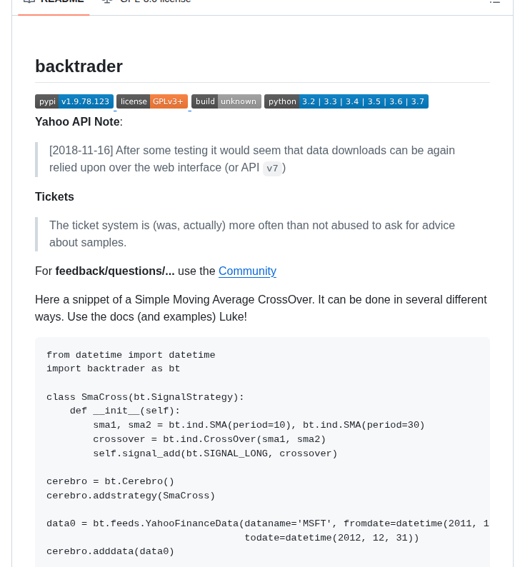 Mementum Backtrader screenshot