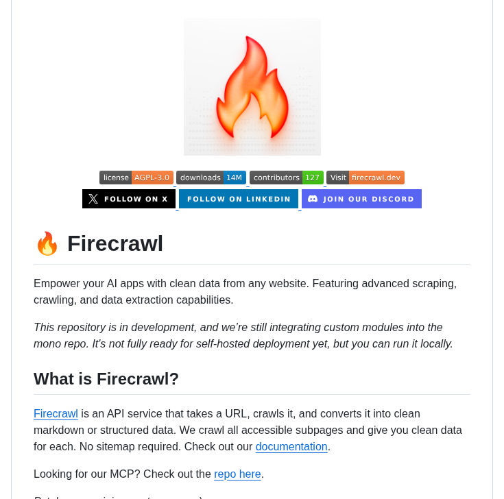 Mendableai Firecrawl screenshot