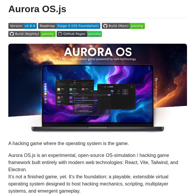 Mental Os Aurora Os.js screenshot