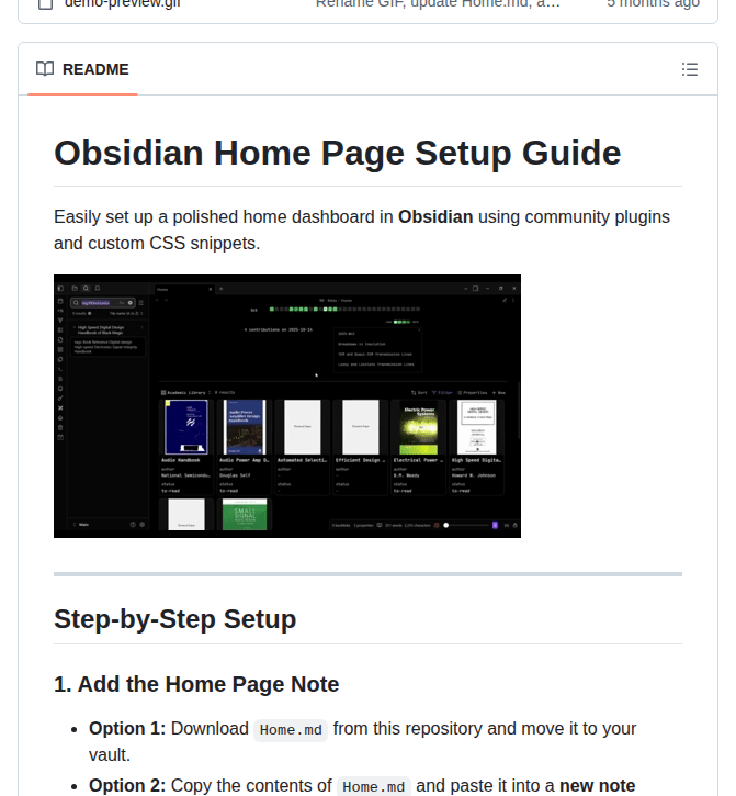 Mermo Code Obsidian Home Page screenshot