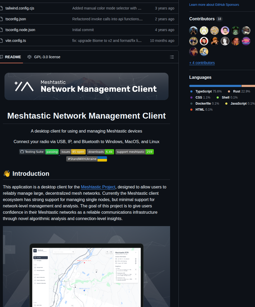 Meshtastic Network Management Client screenshot